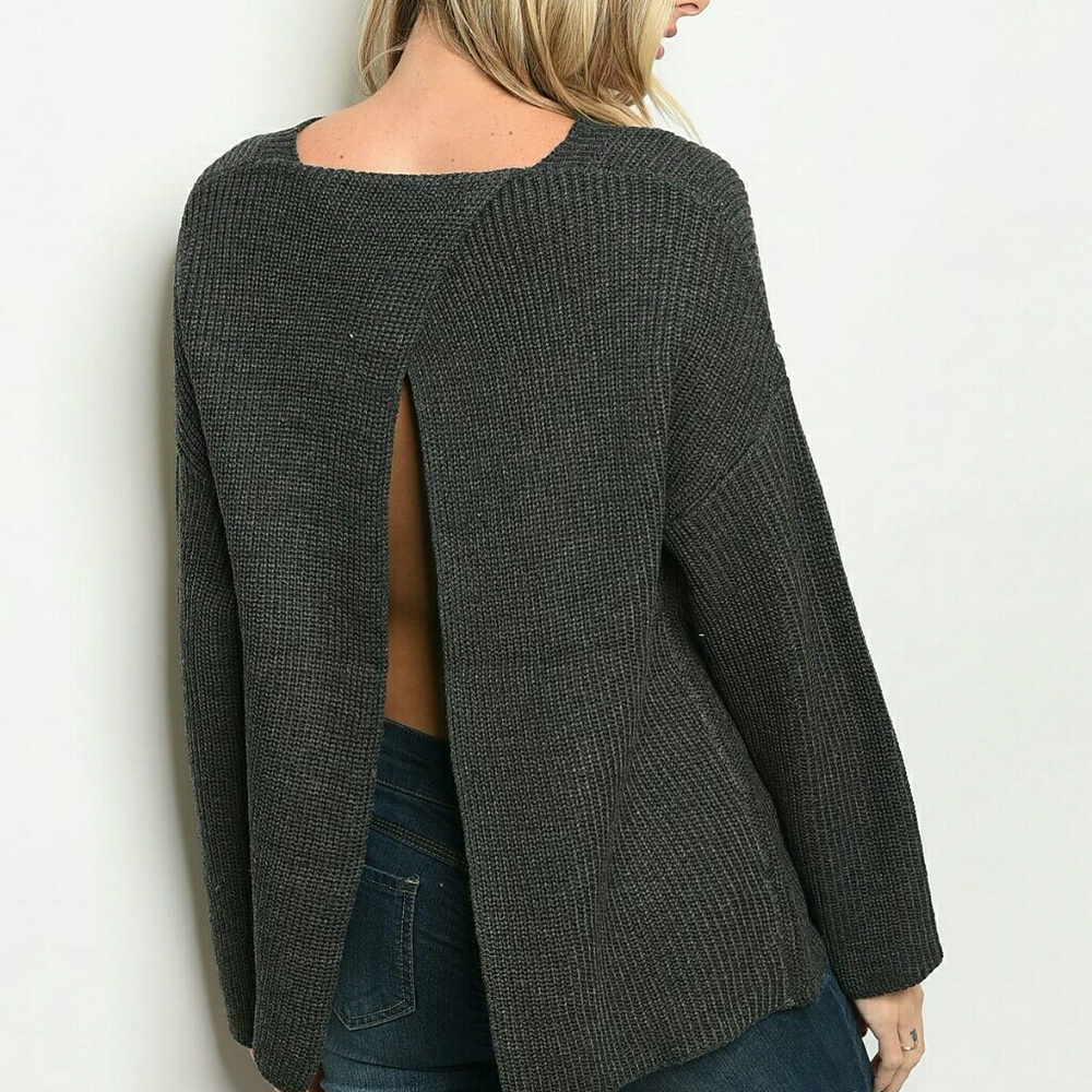 Charcoal Gray Backless Sweater